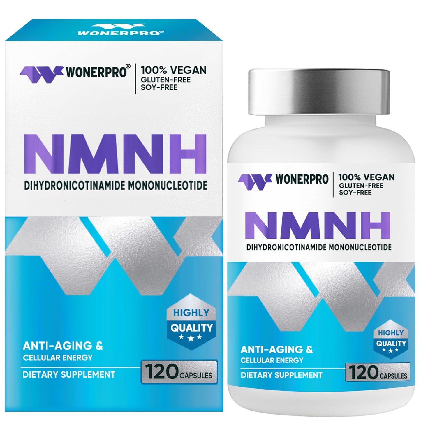 WONERPRO NMNH - 1000mg NMNH NAD+ Booster Supplement | 120 Capsules for Anti-Aging, Energy & Focus