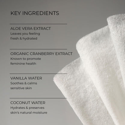 Woo More Play Freshies Wipes – All-Natural Feminine Intimacy Wipes with Aloe Vera & Coconut Water, 20ct (Vegan)
