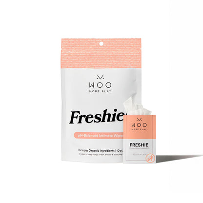 Woo More Play Freshies Wipes – All-Natural Feminine Intimacy Wipes with Aloe Vera & Coconut Water, 20ct (Vegan)