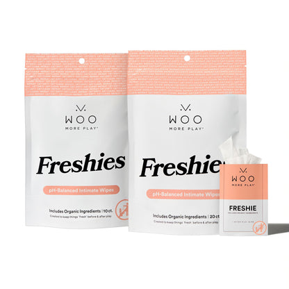 Woo More Play Freshies Wipes – All-Natural, pH-Balanced Feminine Wipes with Coconut Water & Aloe Vera (30 Count)