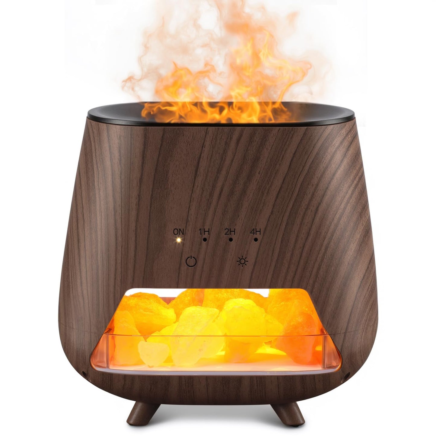 JJNJJN 200ml Wood Grain Essential Oil Diffuser – Himalayan Salt Lamp, Auto Off, 9-Color LED (Black)