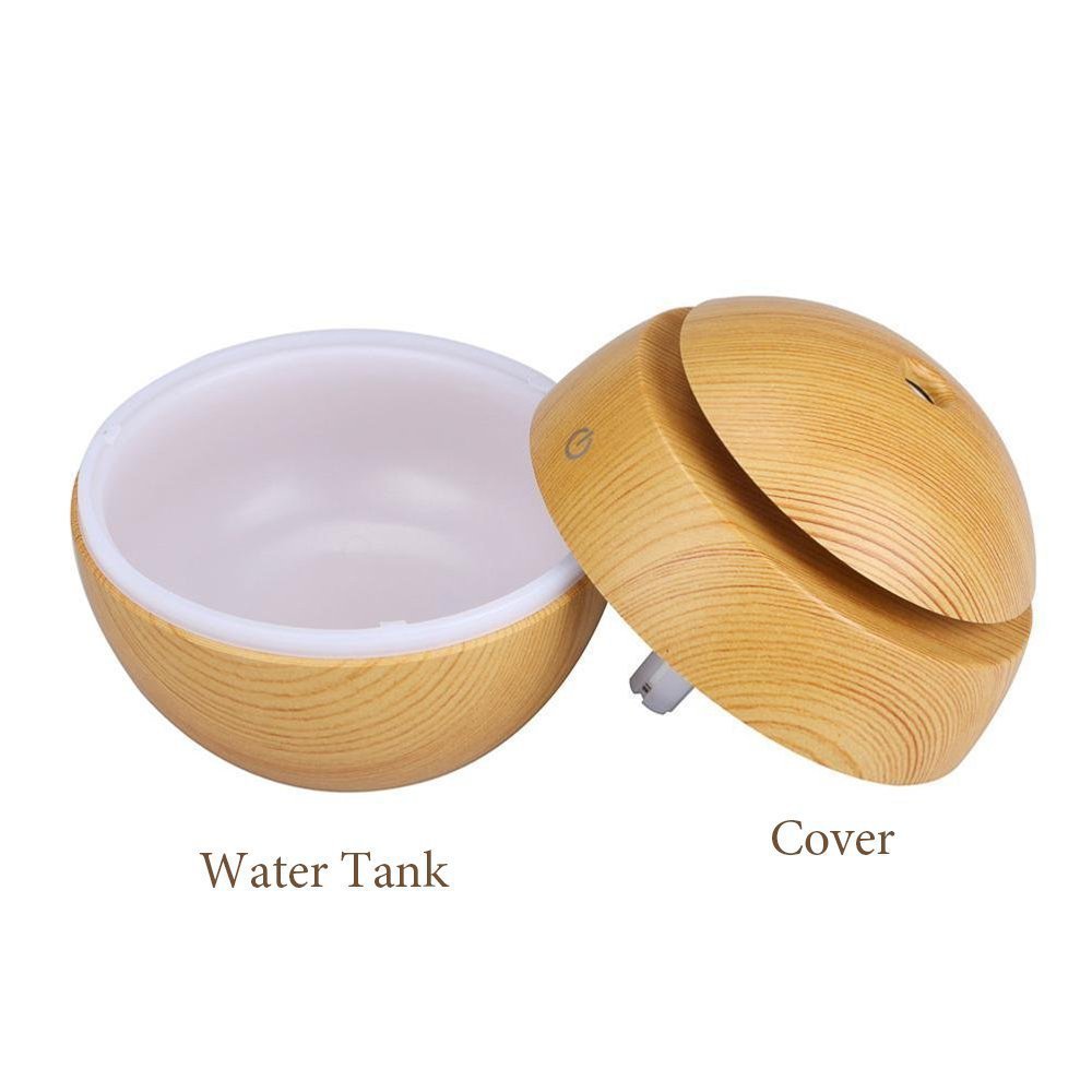 Wood Grain Mushroom Mini Air Diffuser — 130ml Capacity, Deep Wood Grain Finish