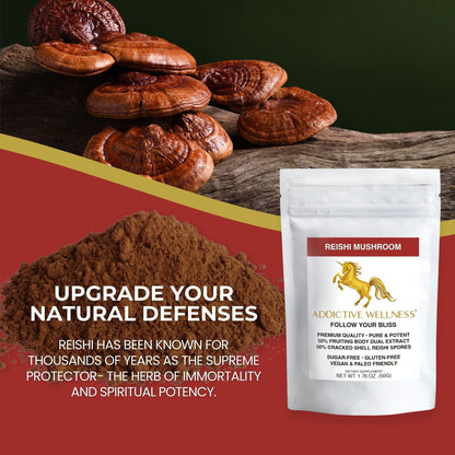 Reishi Mushroom Extract Powder + Spores (50/50) - Wood-Grown Ganoderma 50g