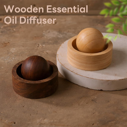 Wooden Essential Oil Diffuser – Round Ball Aromatherapy Diffuser, Walnut & Beech, Office, Car, Yoga