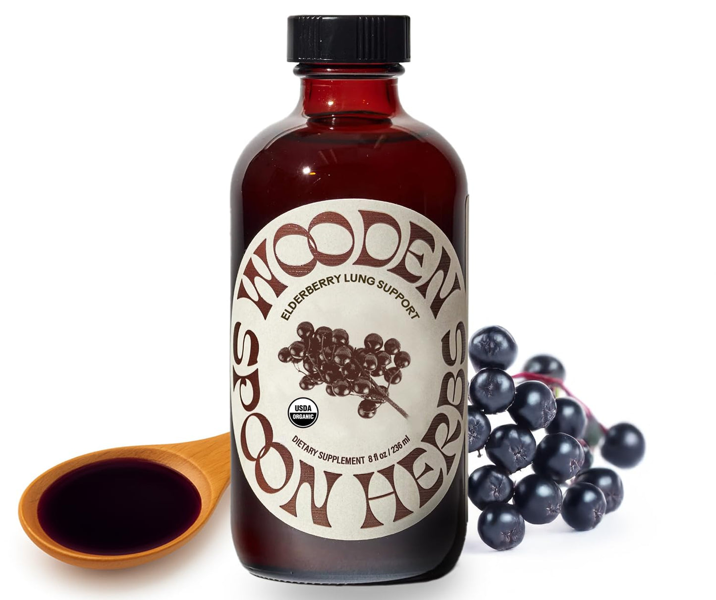 Wooden Spoon Herbs Elderberry Syrup – USDA Organic Lung & Immune Support | 8 fl oz