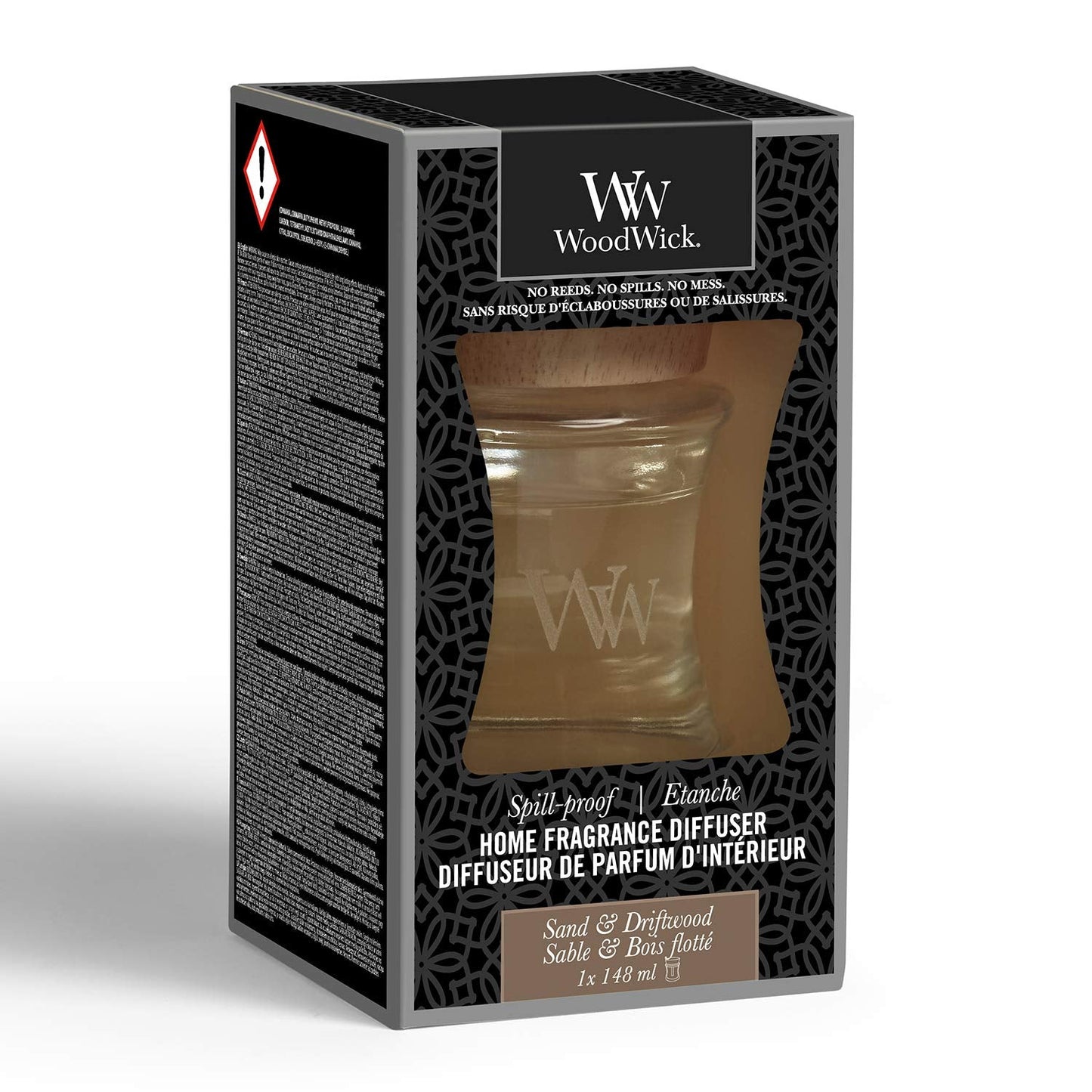 WoodWick Spill-Proof Diffuser Sand & Driftwood, 148 ml – Long-Lasting, Mess-Free Fragrance