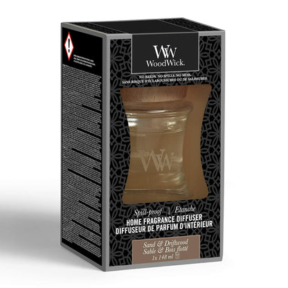 WoodWick Spill-Proof Diffuser Sand & Driftwood, 148 ml – Long-Lasting, Mess-Free Fragrance