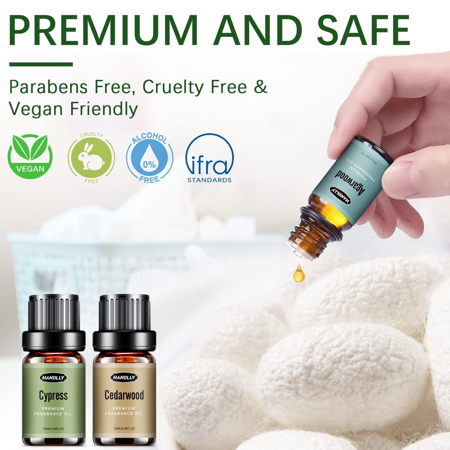 Woody Essential Oils Set – 6x10ml Aromatherapy Oils for Diffuser (Sandalwood, Cedarwood, Teakwood, Agarwood, Cypress, Forest Pine)