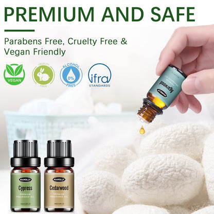 Woody Essential Oils Set – 6x10ml Aromatherapy Oils for Diffuser (Sandalwood, Cedarwood, Teakwood, Agarwood, Cypress, Forest Pine)