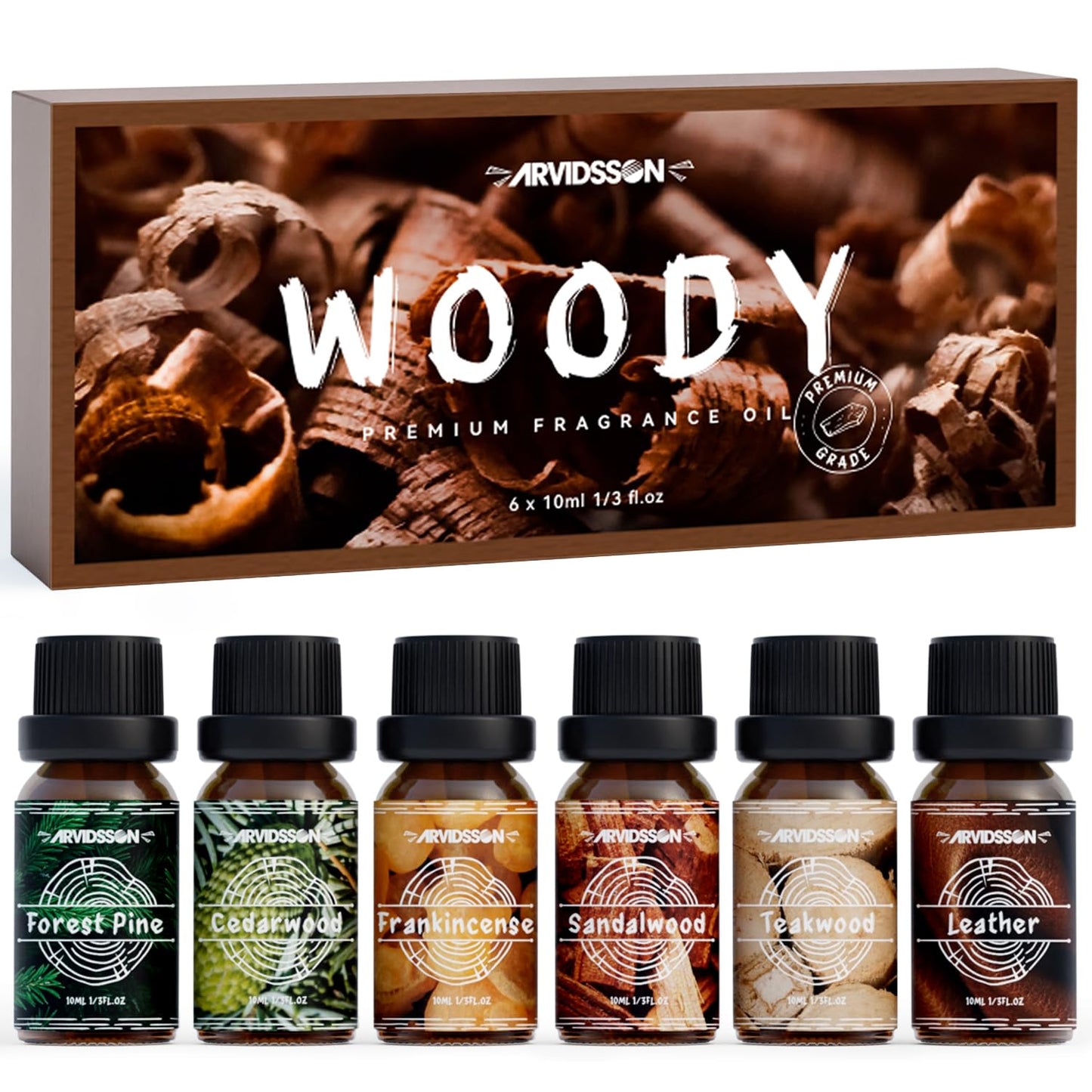 Woody Essential Oils Set | ARVIDSSON Woodsy Fragrance Oils for Candle Making