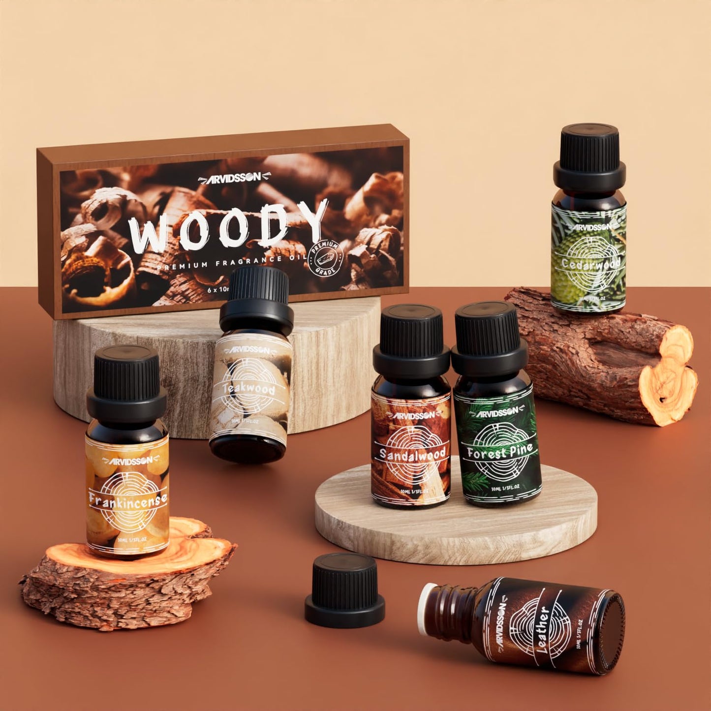 Woody Essential Oils Set | ARVIDSSON Woodsy Fragrance Oils for Candle Making