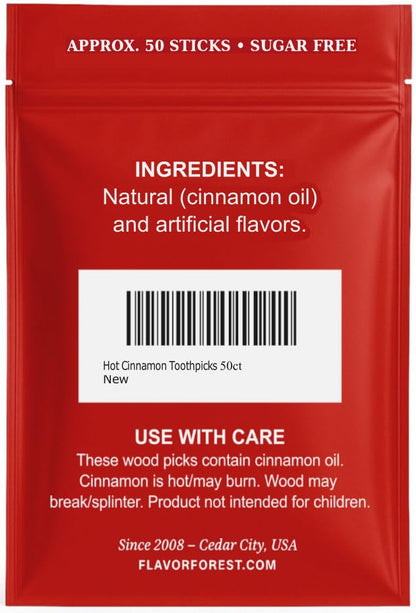 Cinnamon Toothpicks Woody Red's Flavored Hot Picks - 50 Count (1 Pack)
