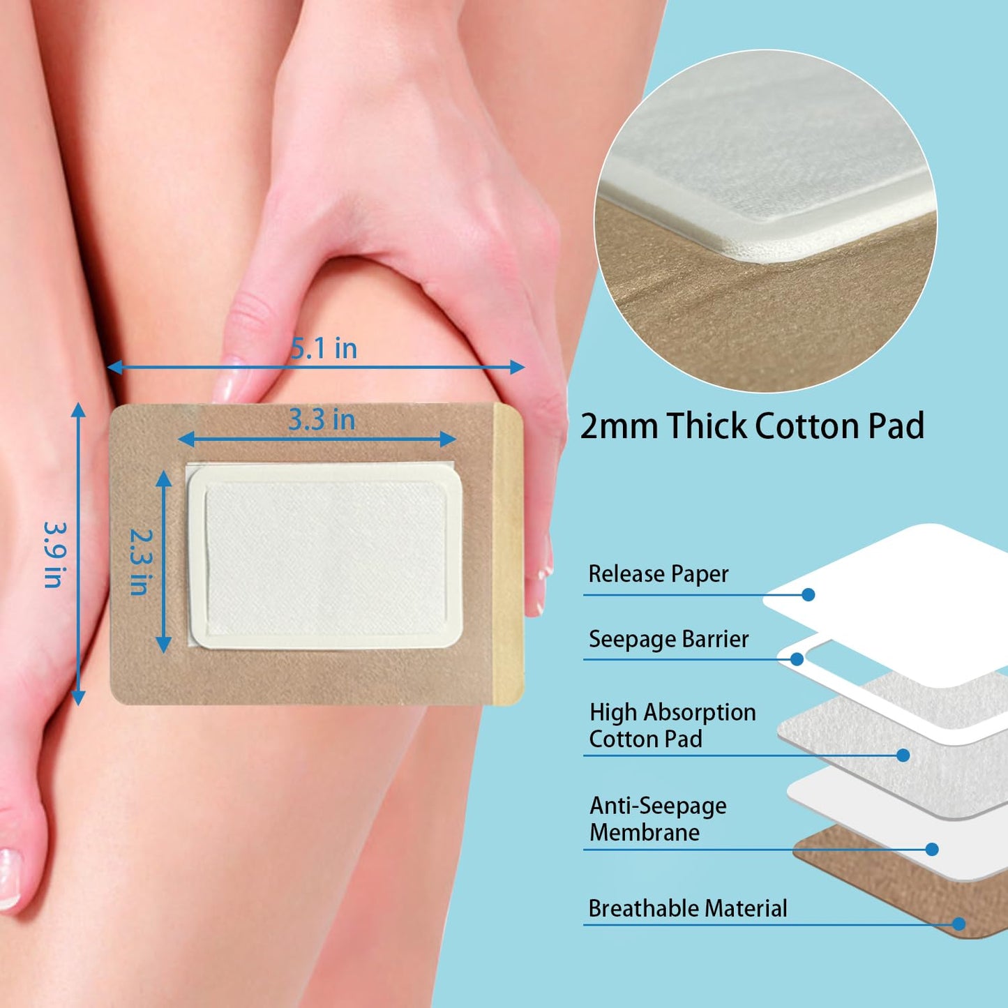 WOOWME 16Pcs Castor Oil Pack Wrap – Disposable Patches with Anti-Leakage Cotton Core, 5.1 x 3.9 in