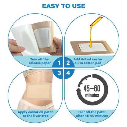 WOOWME 15 Pcs Large Castor Oil Pack Wrap – Disposable Patches for Abdomen/Leg/Back (11x6.3 in)