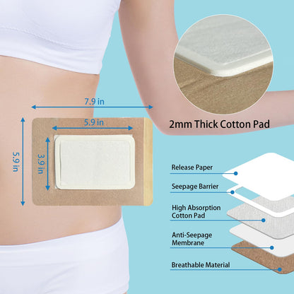 WOOWME 20Pcs Castor Oil Pack Wrap – Disposable Anti-Leak Pads, 7.9 x 5.9 in