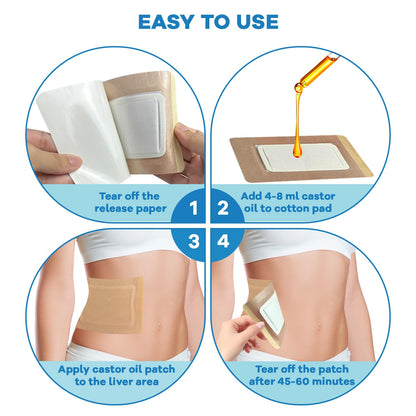 WOOWME 20Pcs Castor Oil Pack Wrap – Disposable Anti-Leak Pads, 7.9 x 5.9 in