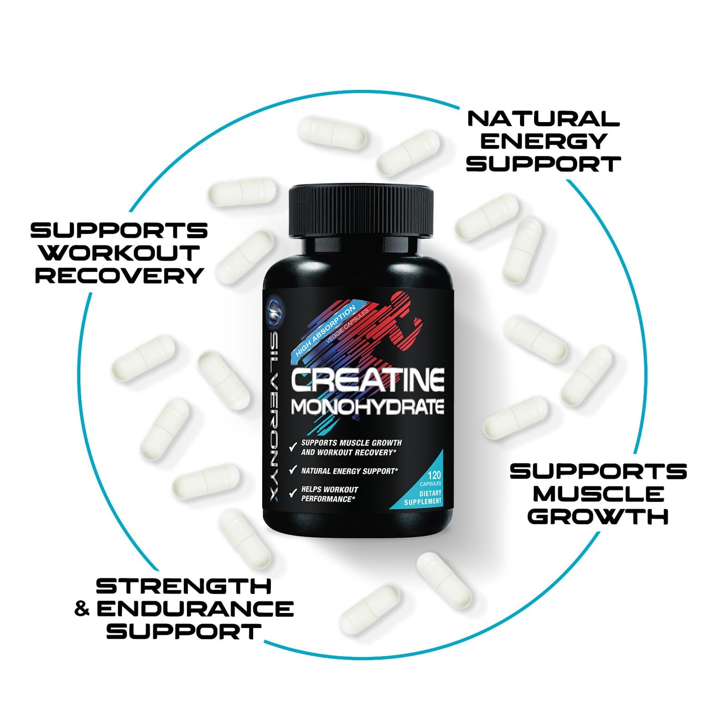Creatine Monohydrate Capsules 3000mg – Micronized, Fast-Absorbing | 120 Caps