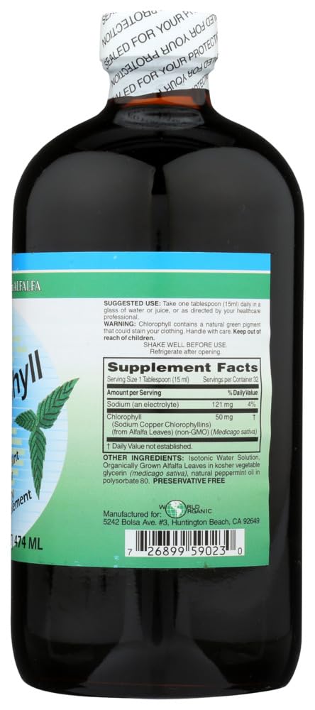 World Organic Liquid Chlorophyll Mint - 50 mg, 16 fl oz