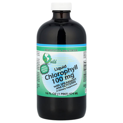 World Organics Liquid Chlorophyll with Spearmint – 16 Fl Oz