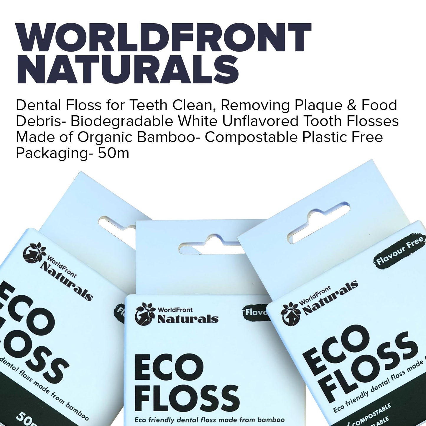 WorldFront Naturals Bamboo Dental Floss – Biodegradable & Plastic-Free (50m)