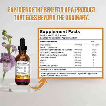 Anumed Lipotropic Drops 2oz – Folic Acid, B12, B6 | Non-GMO, Gluten Free, USA Made