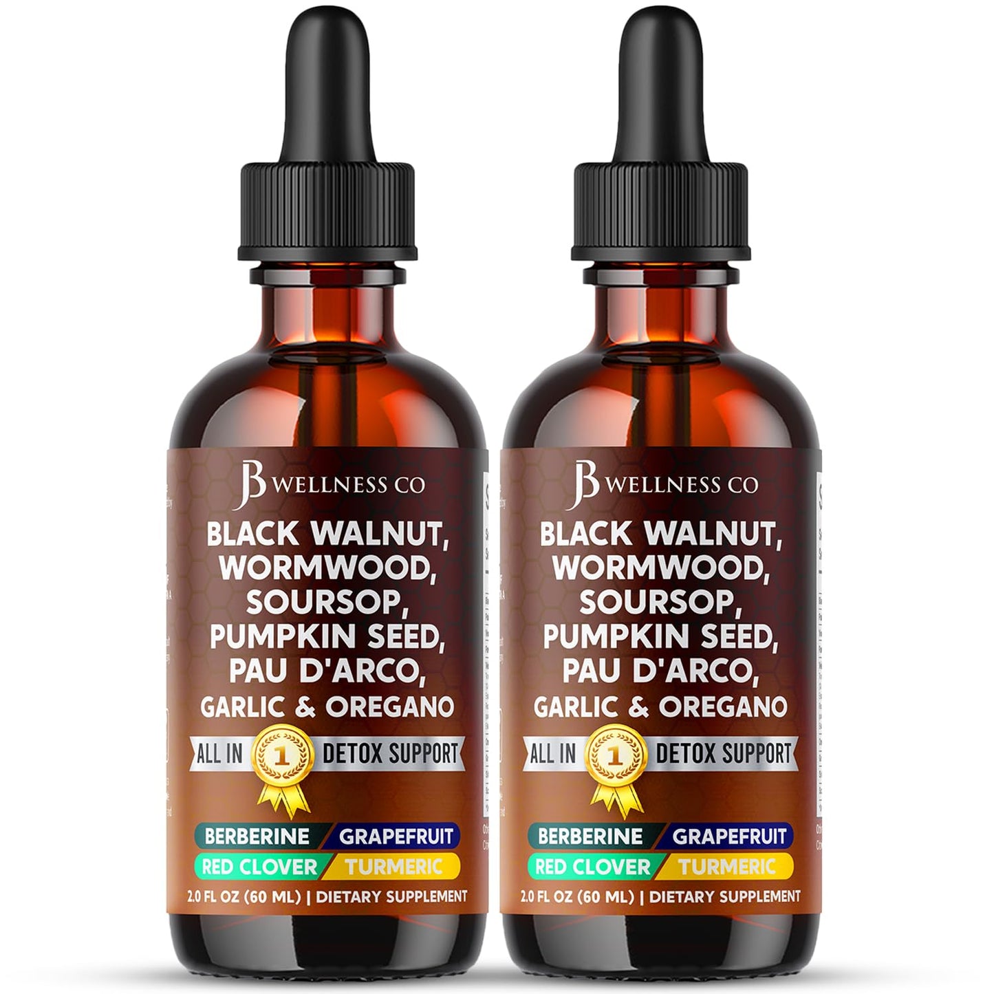 Wormwood Black Walnut Cleanse Drops – 4 oz with Soursop, Garlic, Pau D'Arco