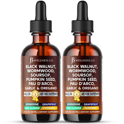 Wormwood Black Walnut Cleanse Drops – 4 oz with Soursop, Garlic, Pau D'Arco