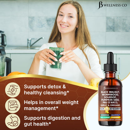 Wormwood Black Walnut Cleanse Drops – Gut Health Supplement 6 oz