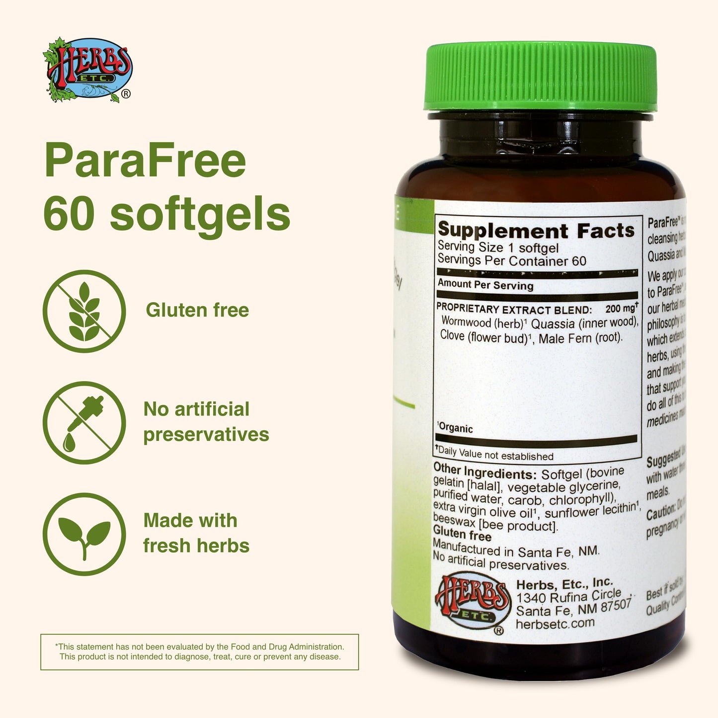 Herbs Etc. ParaFree - Gastrointestinal Support | Digestive Herbal Supplement 60 Softgels