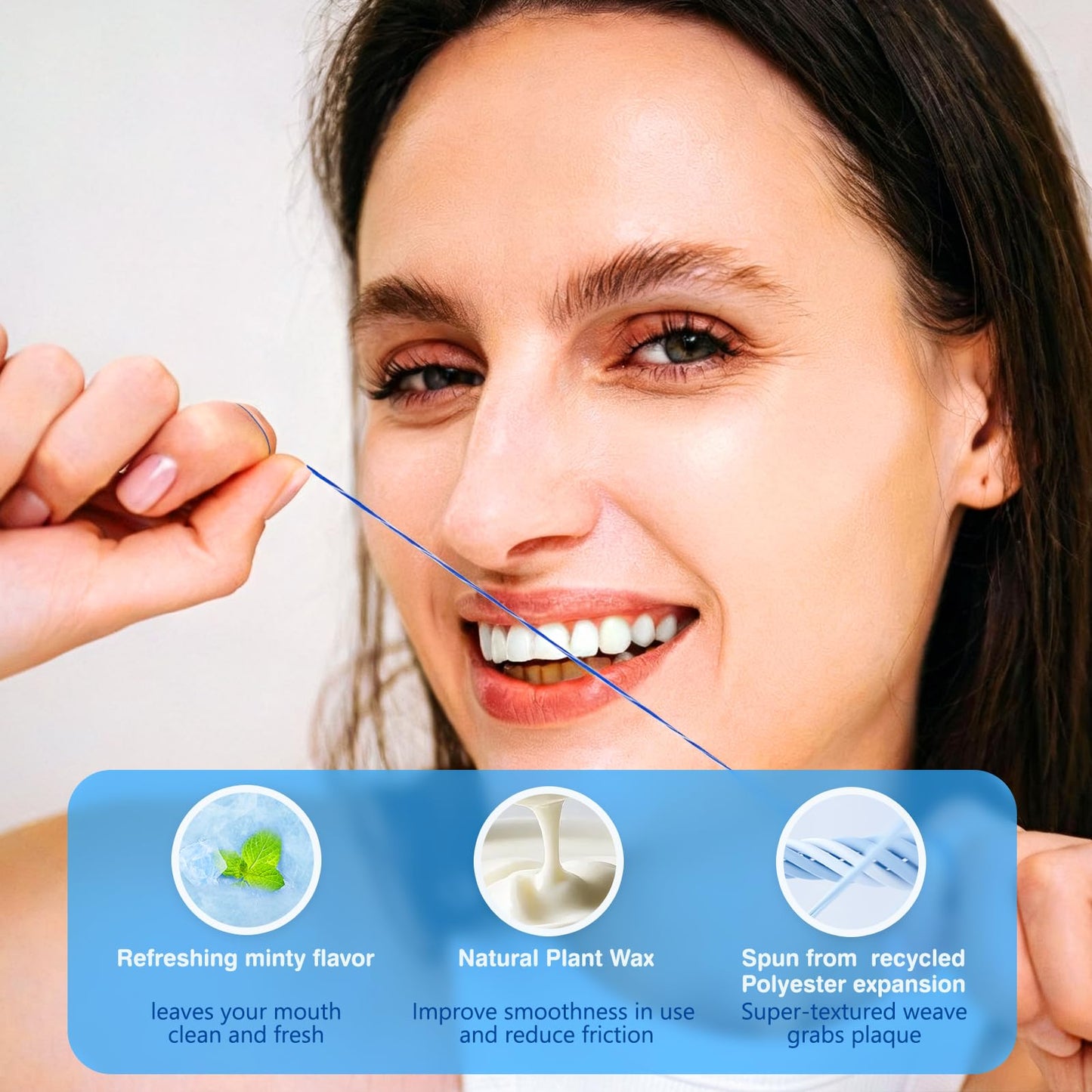 Woven Dental Floss - Expandable Waxed Mint Floss for Gentle Oral Care, Whitening, Plaque Removal, Kid-Friendly String Floss, 10 Spools (30 yd Each)