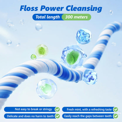 Woven Dental Floss - Expandable Waxed Mint Floss for Gentle Oral Care, Whitening, Plaque Removal, Kid-Friendly String Floss, 10 Spools (30 yd Each)
