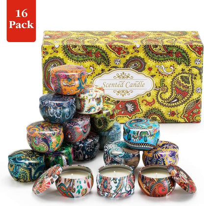 WPONSZU 16-Pack Scented Candles Gift Set – 2.5 oz Soy Tin Candles for Home Décor & Travel