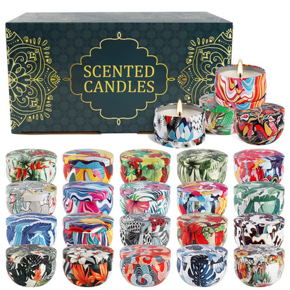 WPONSZU 24-Pack Scented Candles Gift Set – 2.5 oz Soy Wax Travel Tin Jars