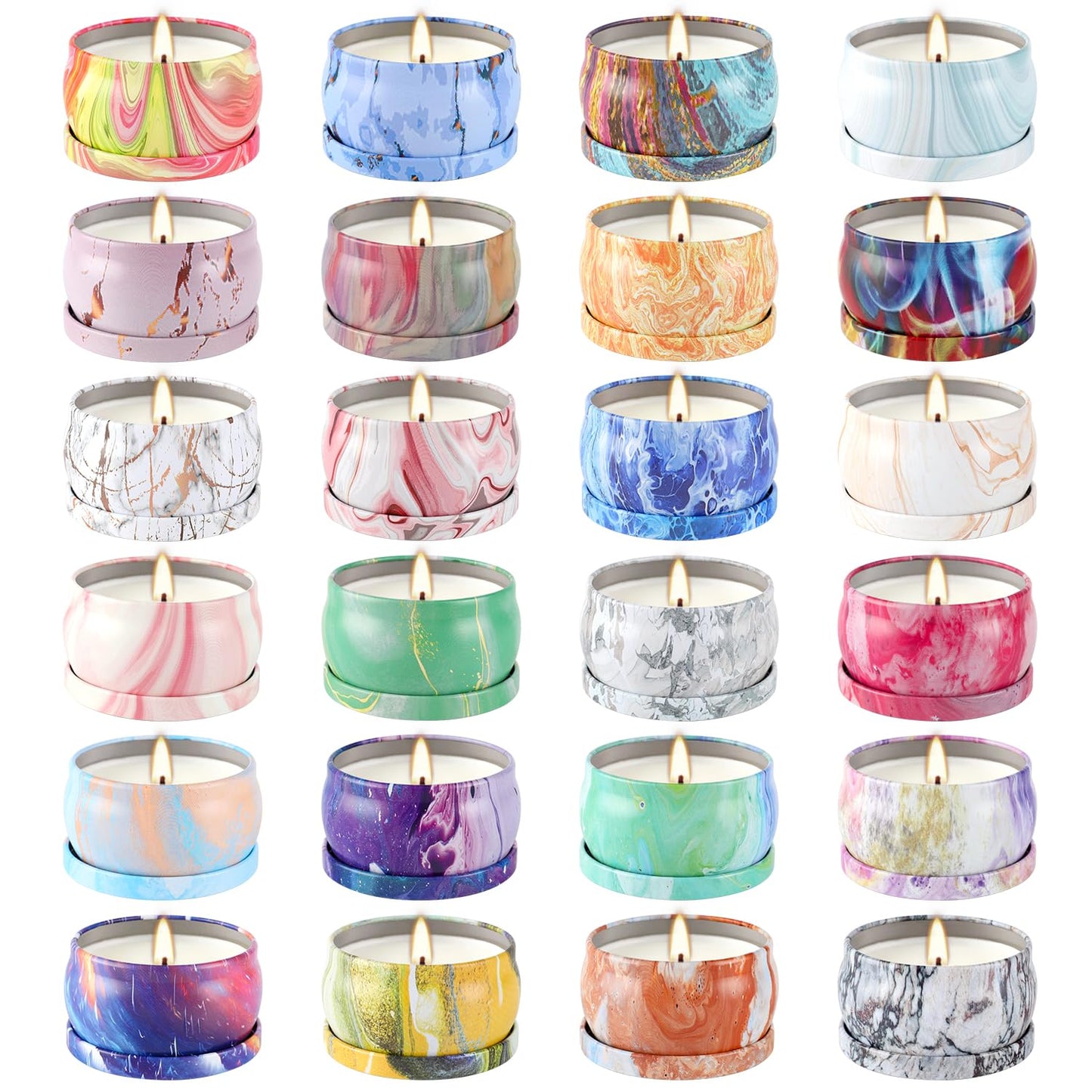 WPONSZU 24-Pack Scented Candles Gift Set — Soy Wax Travel Tin Jars 2.5oz