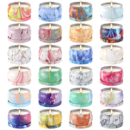 WPONSZU 24-Pack Scented Candles Gift Set — Soy Wax Travel Tin Jars 2.5oz