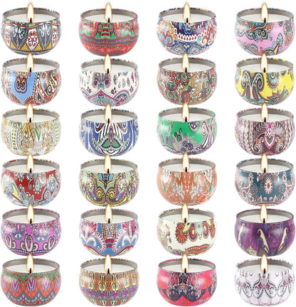 WPONSZU 24-Pack Scented Candles Gift Set - Soy Wax Travel Tin Jars 2.5 oz