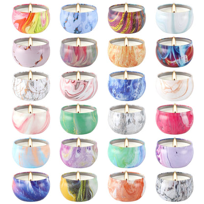 WPONSZU 24-Pack Scented Candles Gift Set — Soy Wax Travel Tin Jars 2.5oz