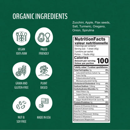WrawP Organic Veggie Wrap – Spirulina, Gluten Free & Plant-Based (1 Pack)