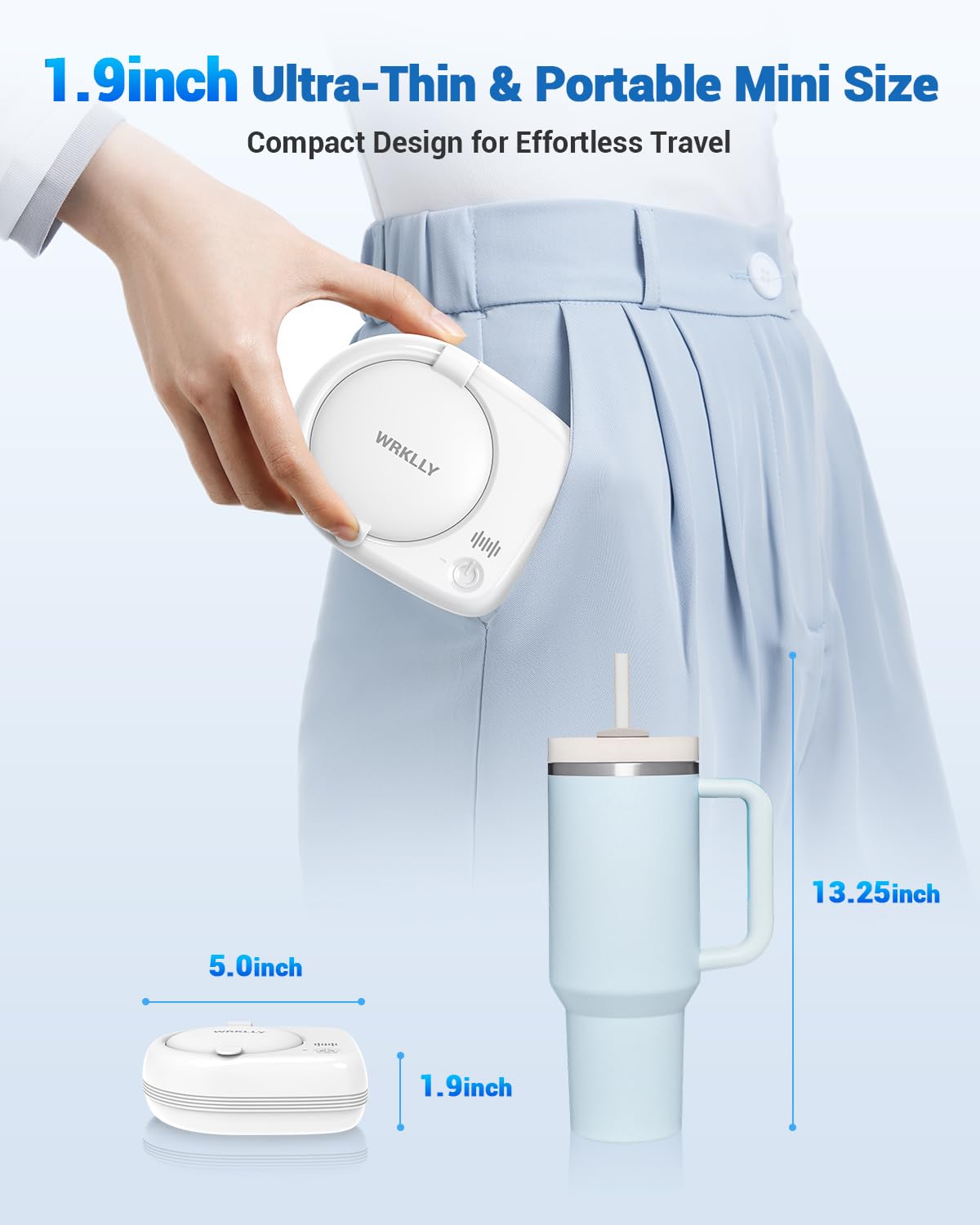 Wrklly Ultrasonic Retainer Cleaner - 50kHz, 1.9in Ultra-Thin Portable, 6 Tablets Included