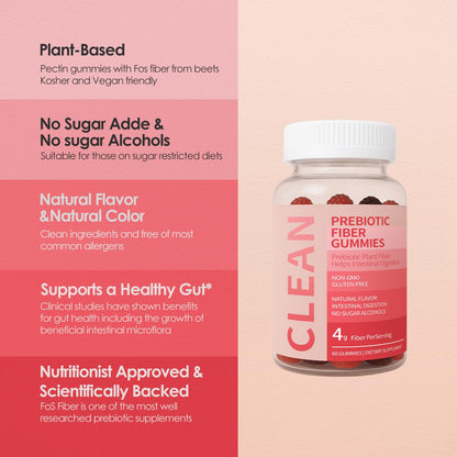 Wuliao Clean Fiber Gummies for Men – Prebiotic Digestive Health (60 Gummies)
