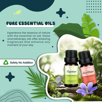 WUSEONY 6 Natural Aromatherapy Oils Gift Set – Lavender, Peppermint & More