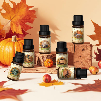 WUSEONY Fall Essential Oil Set - 6x10ml for Diffusers & Aromatherapy
