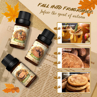 WUSEONY Fall Essential Oil Set - 6x10ml for Diffusers & Aromatherapy