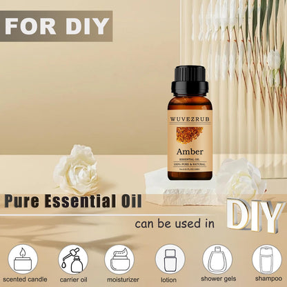 Wuvezrub Amber Essential Oils 10ml | 100% Pure & Natural for Aromatherapy Diffuser | 0.33 Fl Oz