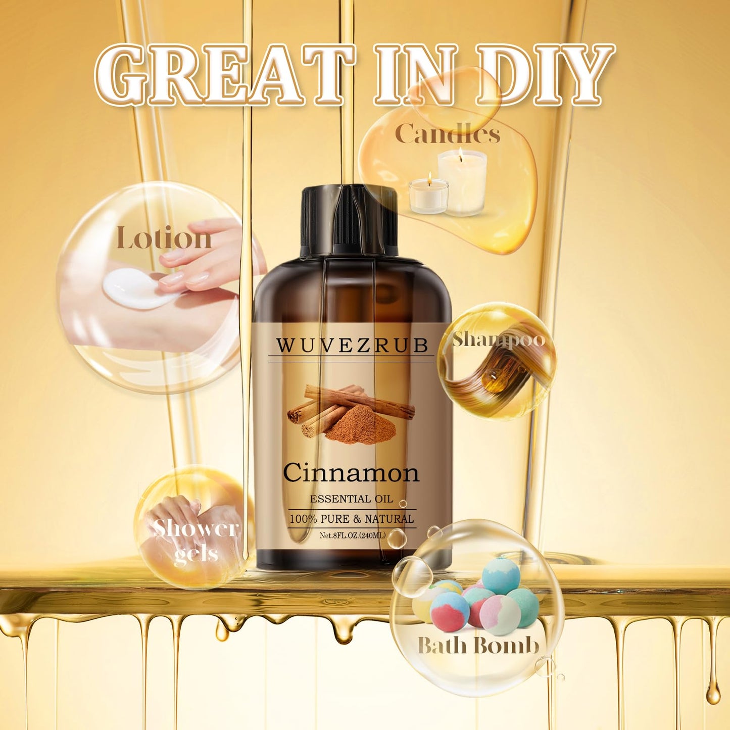 Wuvezrub Cinnamon Essential Oil 240ml | Pure & Natural