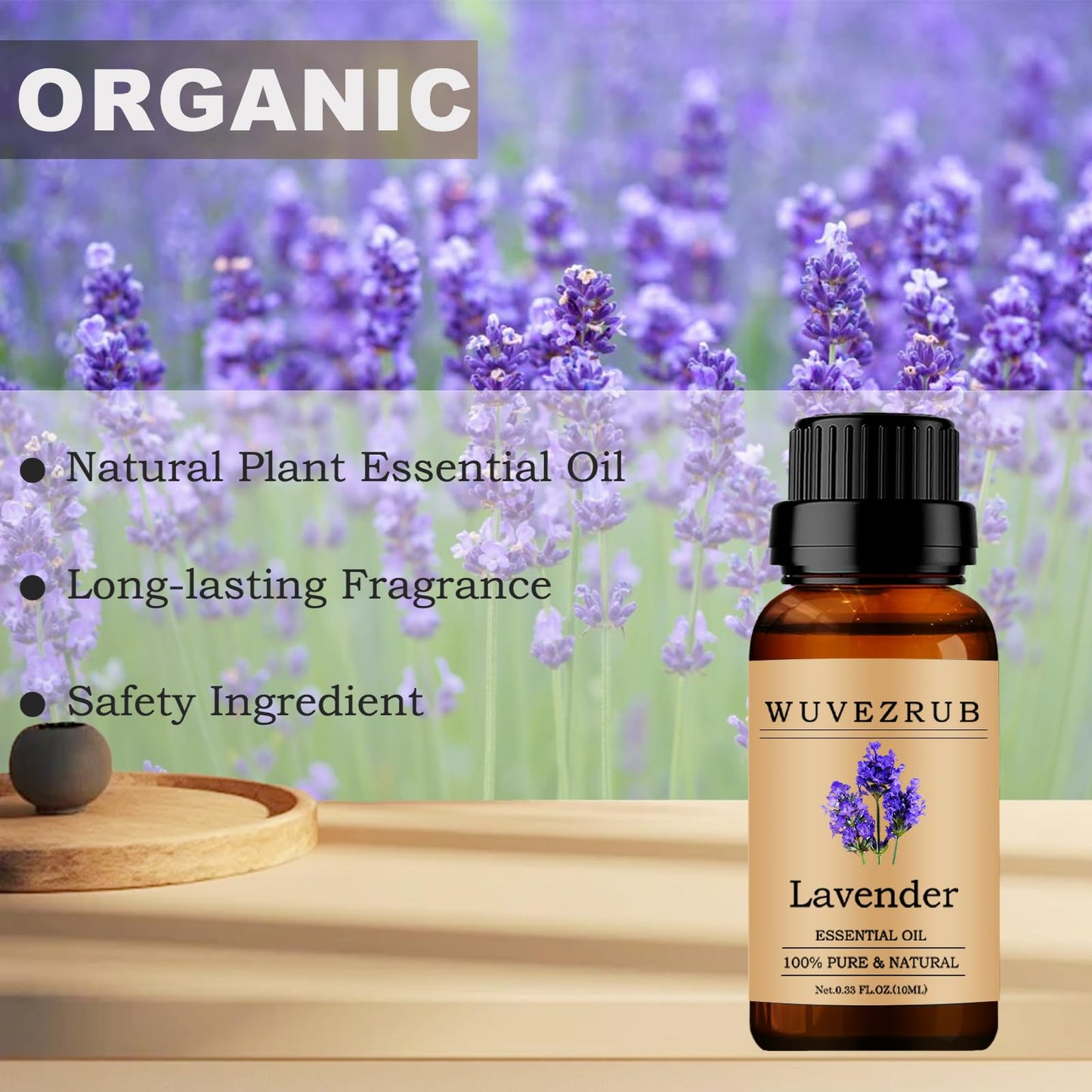 Wuvezrub Lavender Essential Oil 10ml | Pure & Natural for Aromatherapy Diffuser
