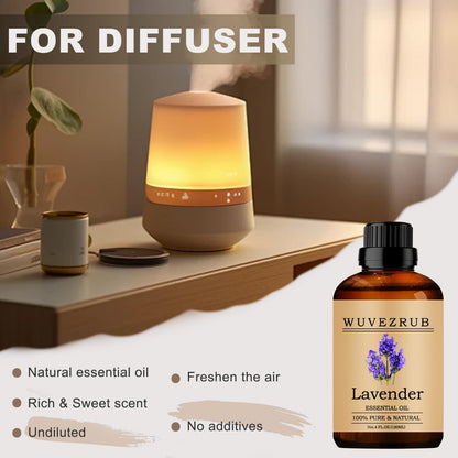 Wuvezrub Lavender Essential Oil 120ML – 100% Pure & Natural for Aromatherapy