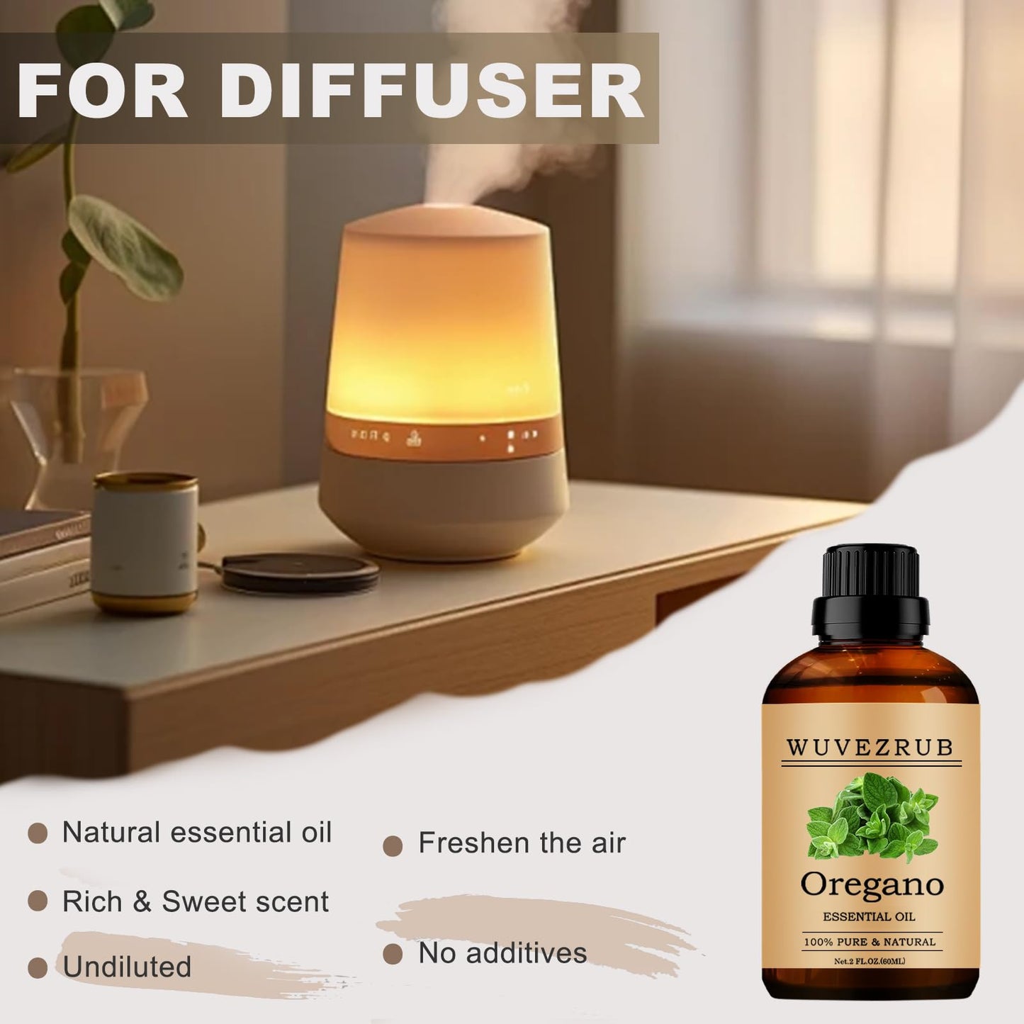 Oregano Essential Oils Organic 60ML — Pure & Natural Oregano Oil for Aromatherapy Diffuser | 2 Fl Oz