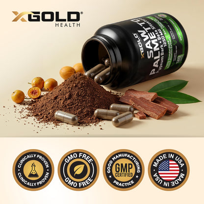 X Gold Health Saw Palmetto Prostate Supplement for Men | 3X Potent Formula | Made in USA