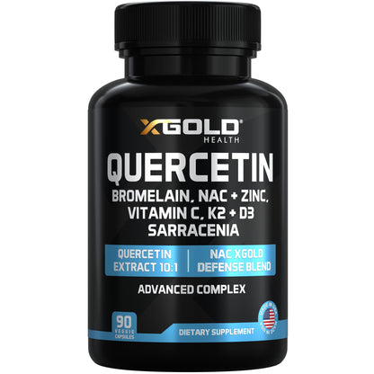 X Gold Immune Support - Quercetin 1000mg, NAC 1000mg, Zinc + D3+K2 | 120 Caps